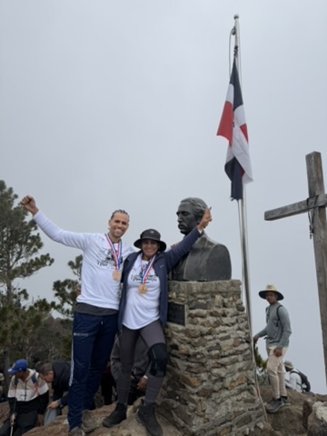 Celebrating with my mum at the summit
